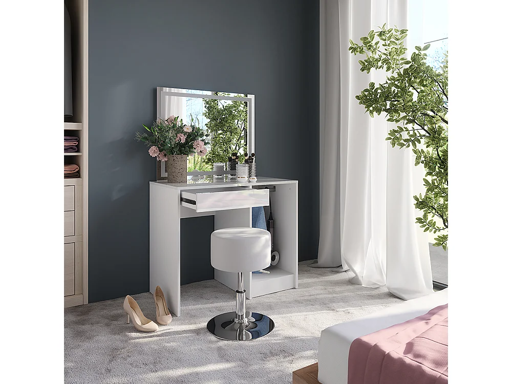 Vanity table white/white high gloss 89.8x50.1x76 sherry