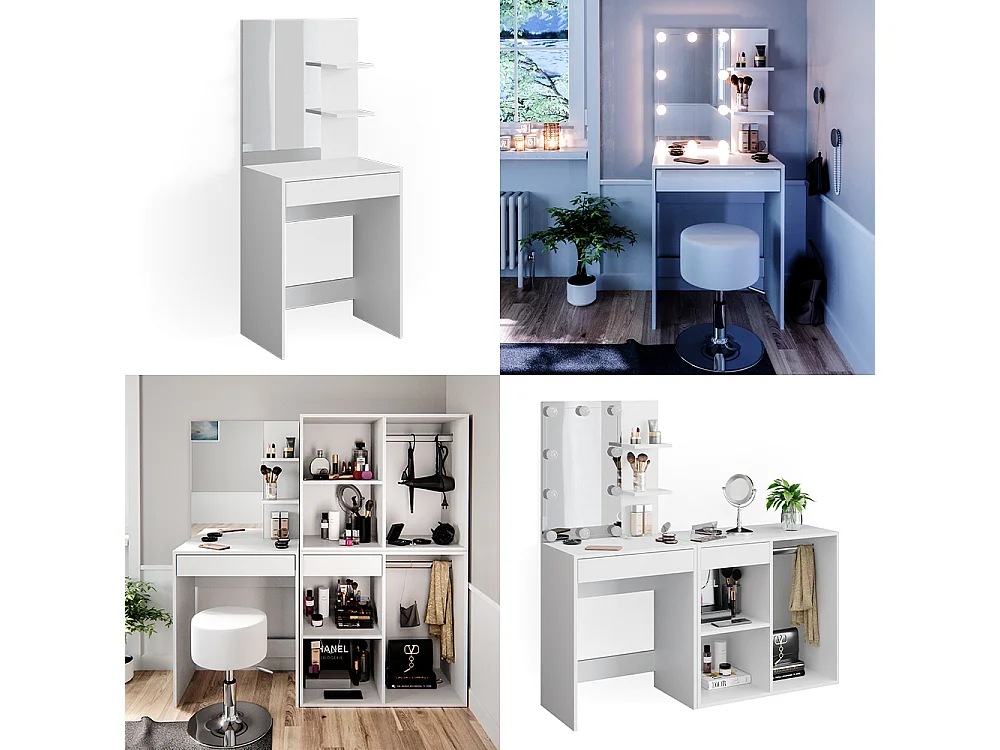 Coiffeuse blanc 60x40x140 isabelle