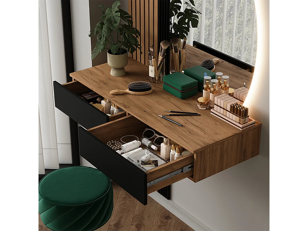 Tocador roble/negro 100x40x205 melina