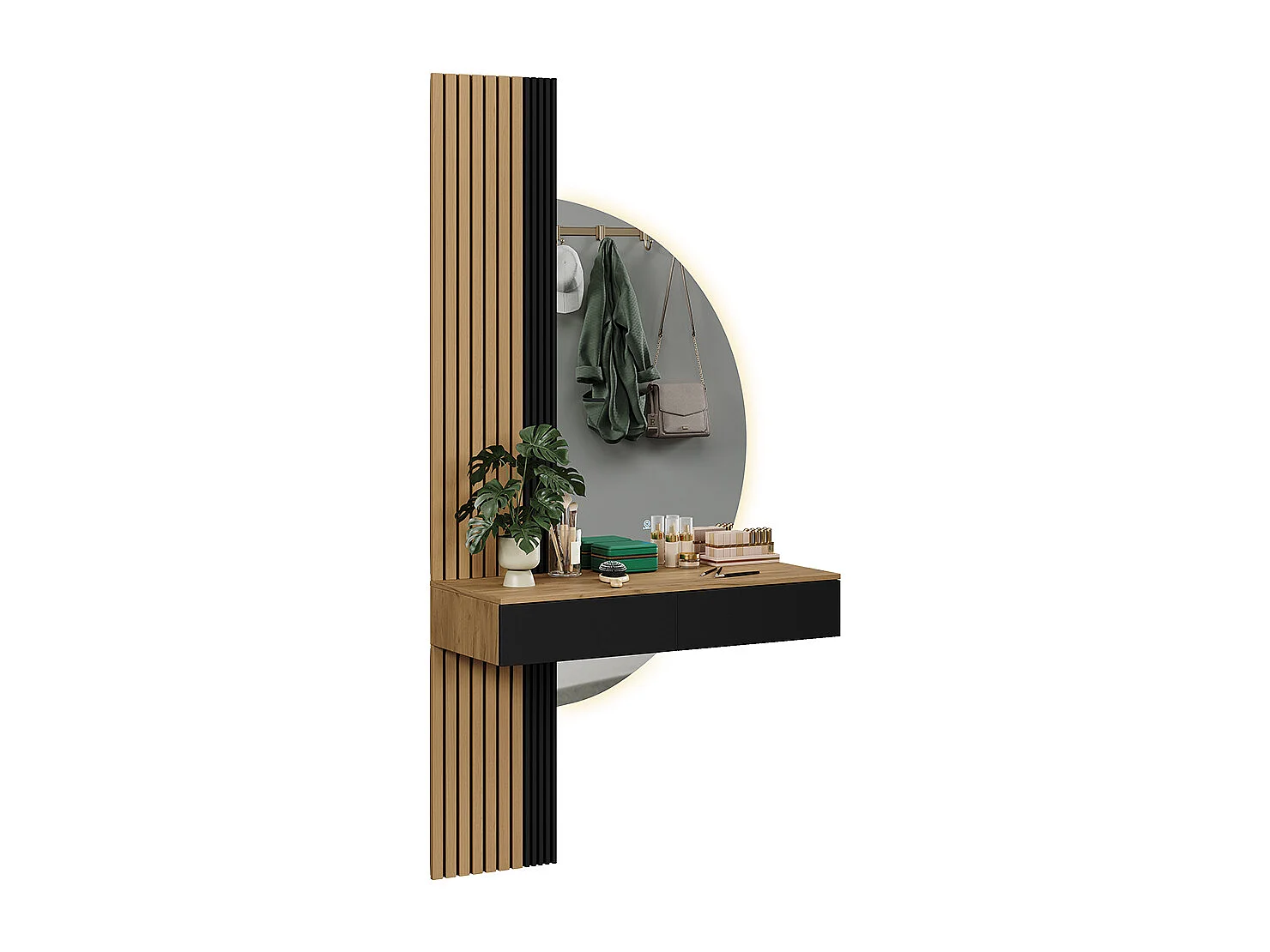 Coiffeuse chêne/noir 100x40x205 melina