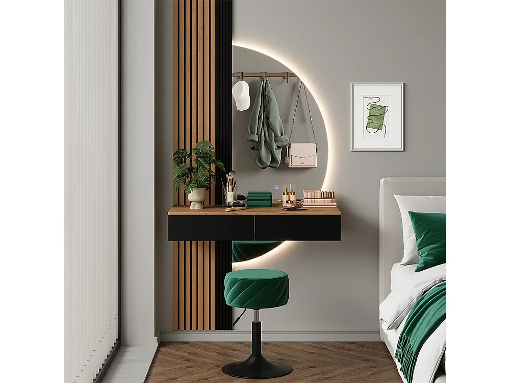 Coiffeuse chêne/noir 100x40x205 melina