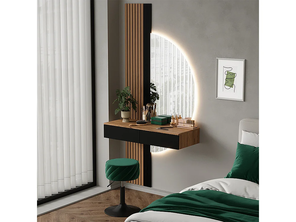 Coiffeuse chêne/noir 100x40x205 melina