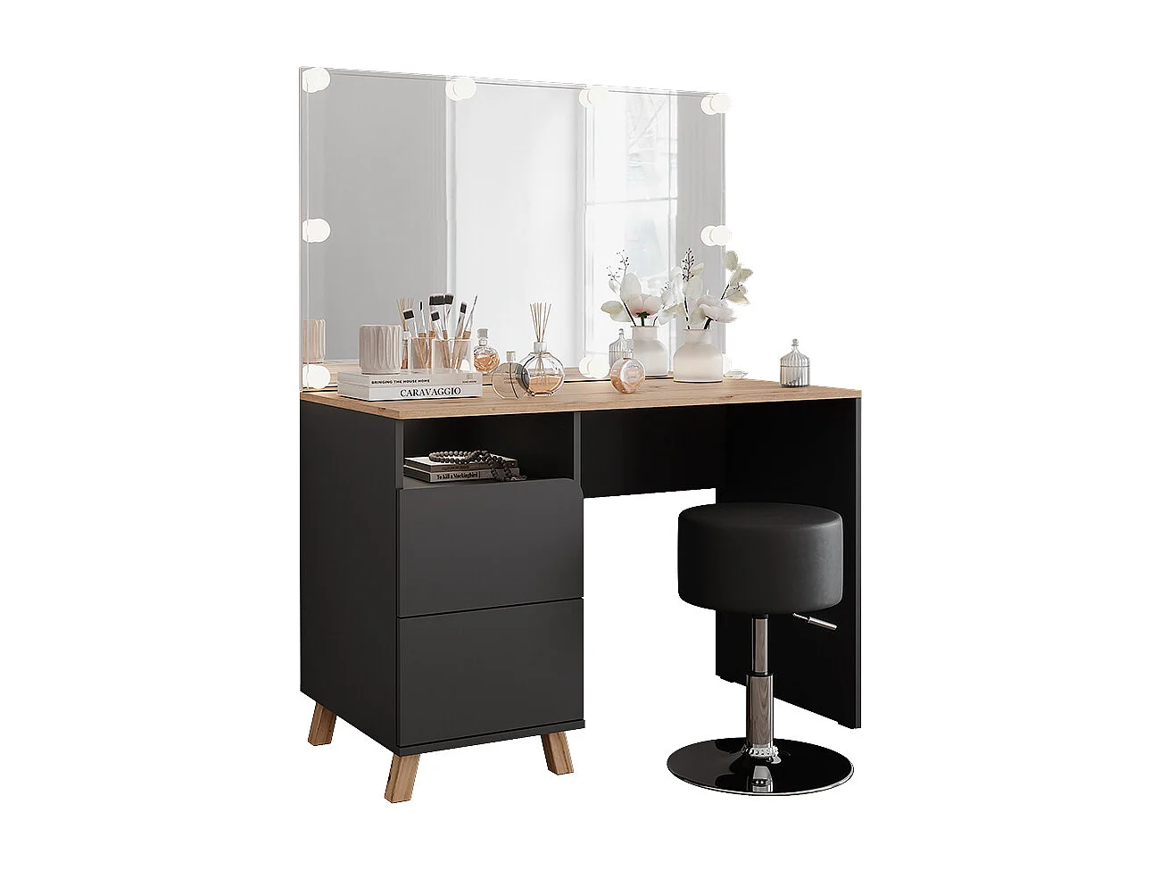 Coiffeuse anthracite/artisan 110x55x75 karen