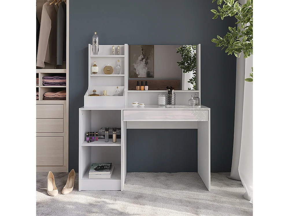 Vanity table white/white high gloss 119.8x50.1x76 sherry