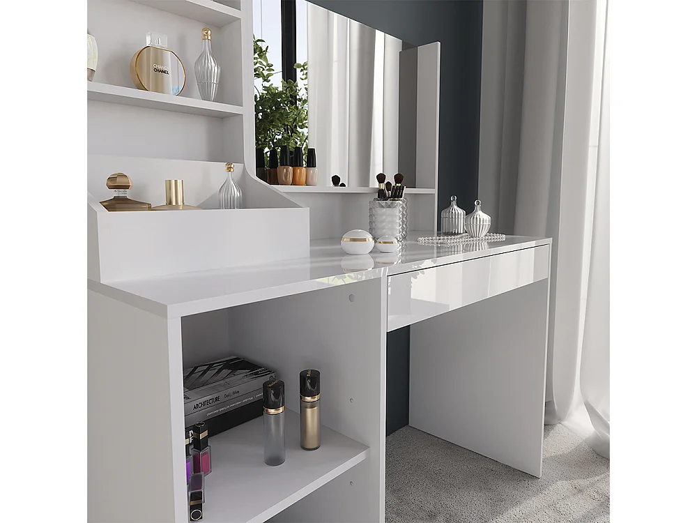 Vanity table white/white high gloss 119.8x50.1x76 sherry