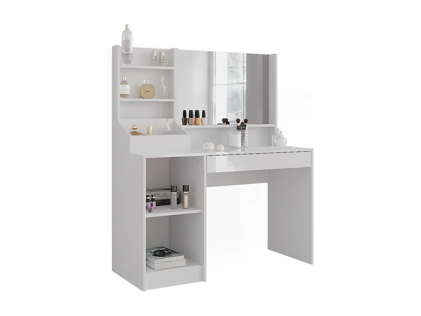 Vanity table white/white high gloss 119.8x50.1x76 sherry
