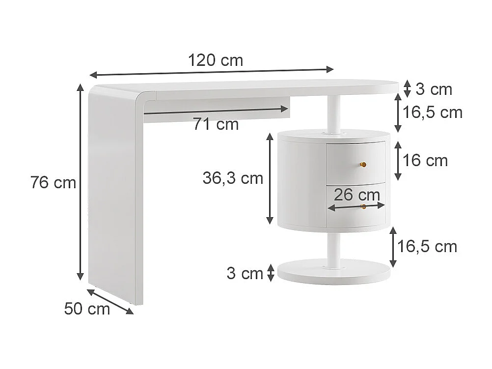 Vanity white 120x50x76 lara