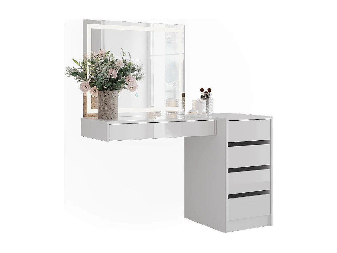 Coiffeuse blanc/blanc brillant 120x50.1x76 sherry