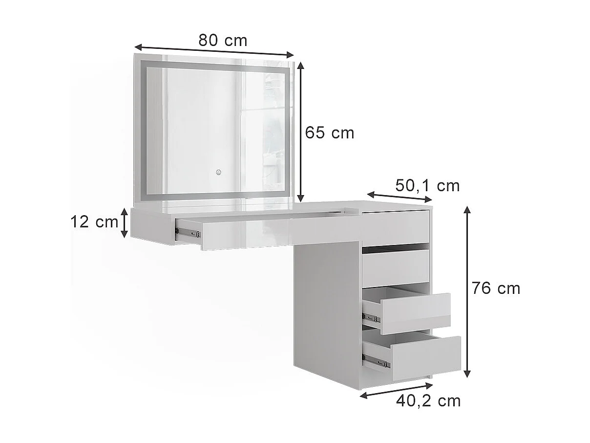 Kaptafel met licht wit/wit hoogglans 120x50.1x76 sherry