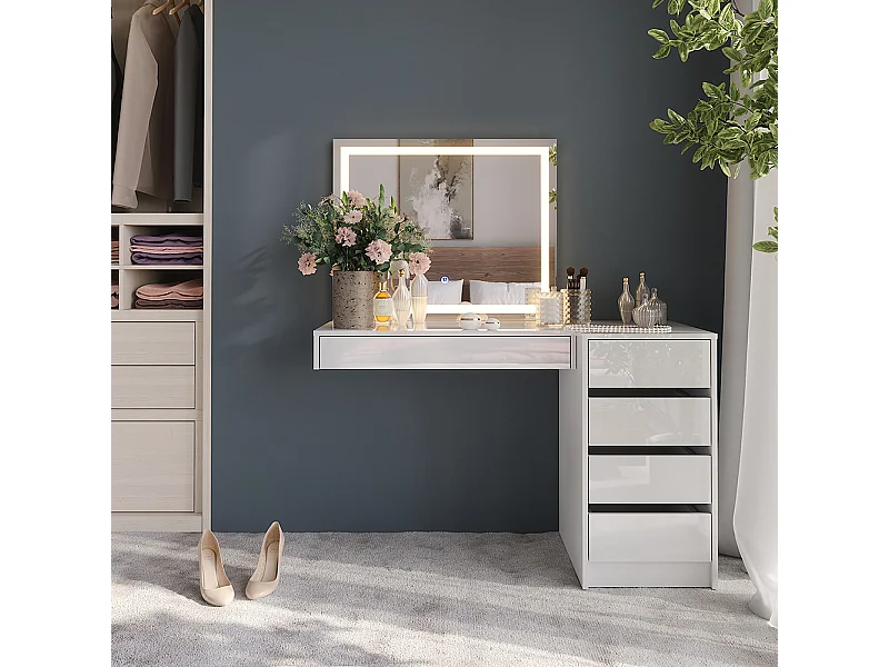 Coiffeuse blanc/blanc brillant 120x50.1x76 sherry