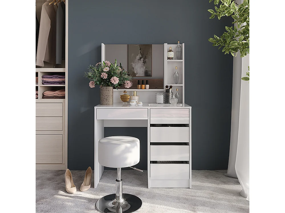 Kaptafel wit/wit hoogglans 89.8x50.1x76 sherry