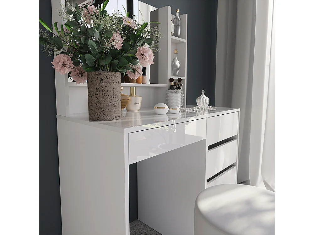 Kaptafel wit/wit hoogglans 89.8x50.1x76 sherry