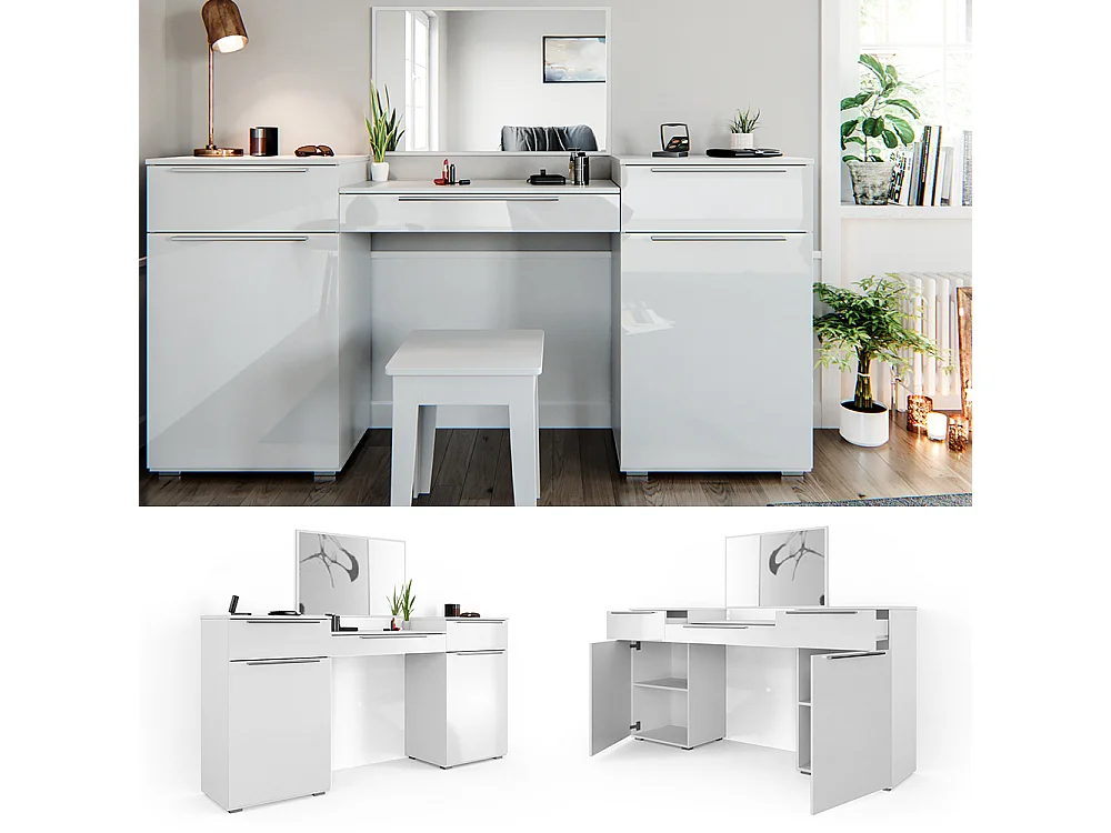 Coiffeuse blanc 190x39x90 lilli