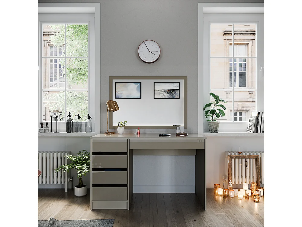 Coiffeuse gris brillant 120x55x75 sherry