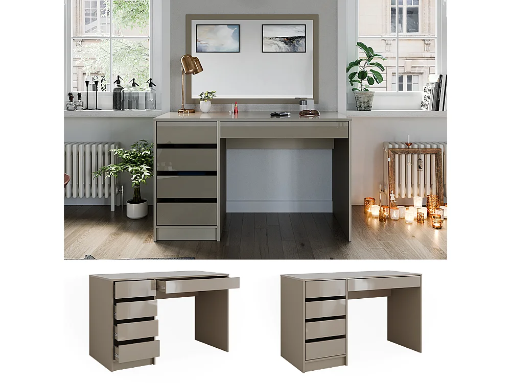 Coiffeuse gris brillant 120x55x75 sherry