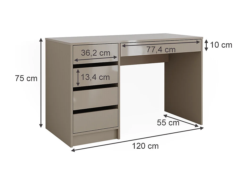 Coiffeuse gris brillant 120x55x75 sherry