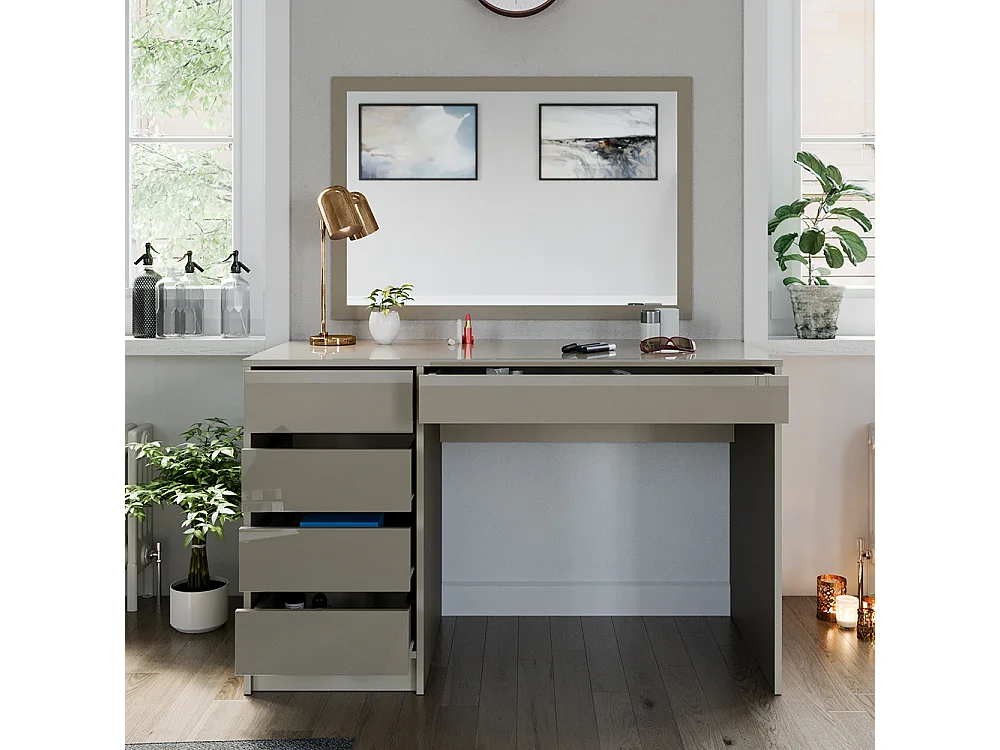 Coiffeuse gris brillant 120x55x75 sherry