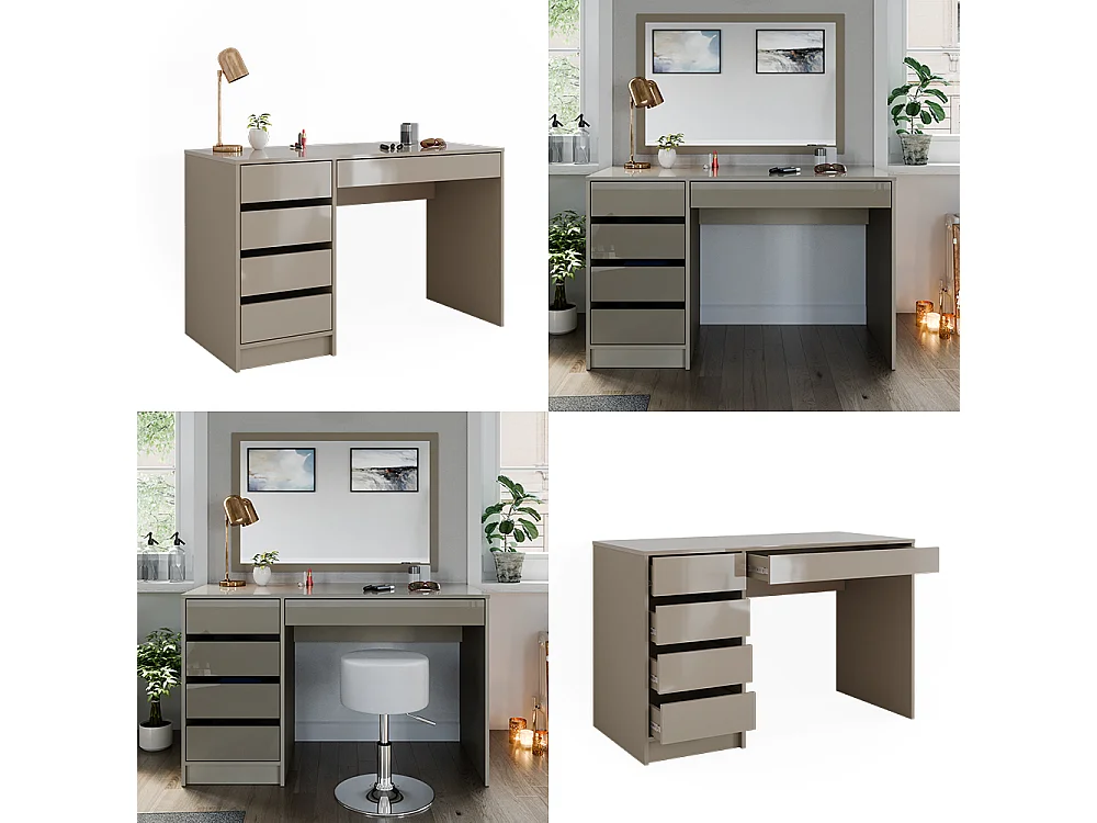 Coiffeuse gris brillant 120x55x75 sherry