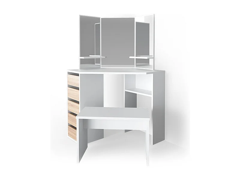 Tocador de esquina blanco/sonoma 110x54x141.5 arielle