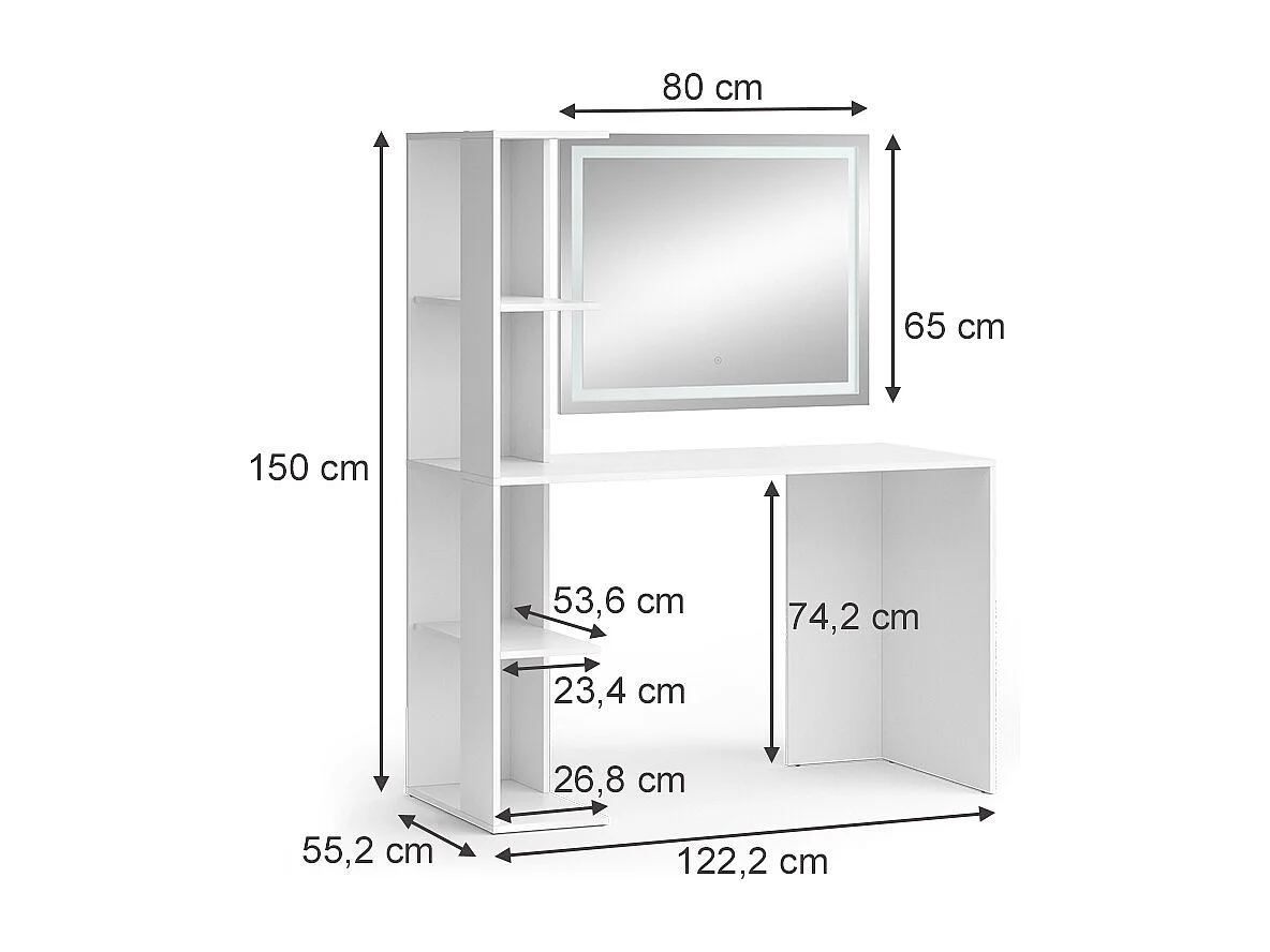 Schminktisch weiß 122.2x55.2x75.8 tower