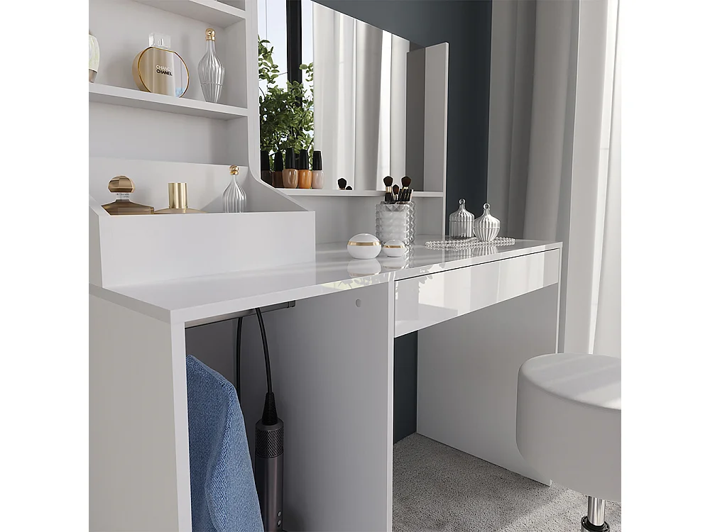 Coiffeuse blanc/blanc brillant 119.8x50.1x76 sherry