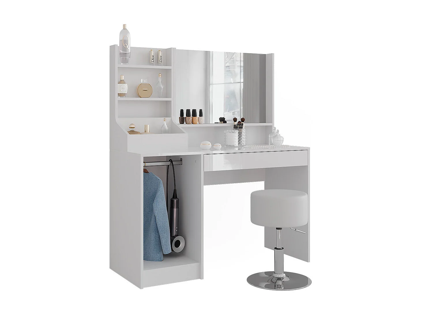 Coiffeuse blanc/blanc brillant 119.8x50.1x76 sherry