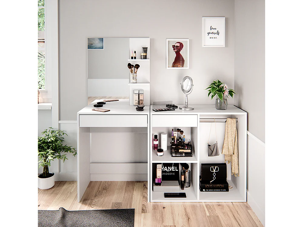 Coiffeuse blanc 140x40x140 isabelle