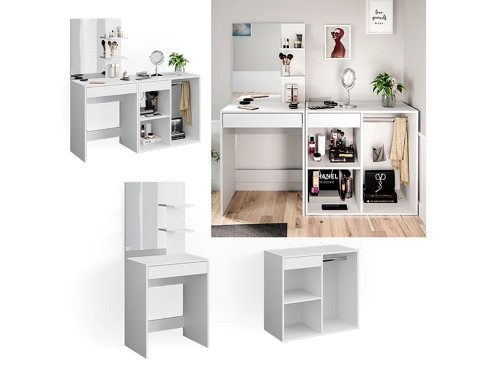 Coiffeuse blanc 140x40x140 isabelle