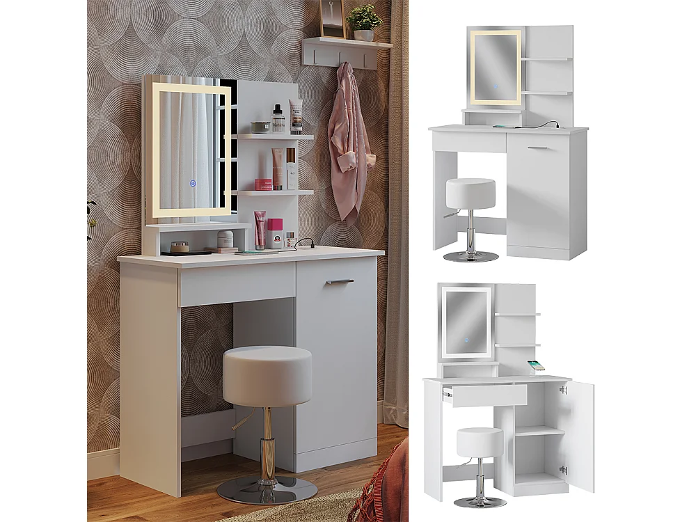 Coiffeuse blanc 90x38x137.5 julia