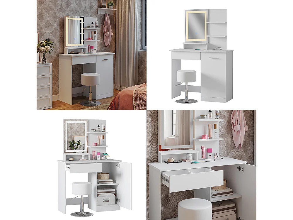 Coiffeuse blanc 90x38x137.5 julia