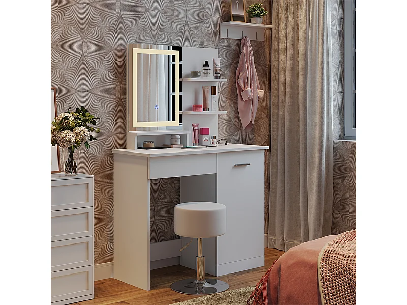 Tavolo da toeletta bianco 90x38x137.5 julia