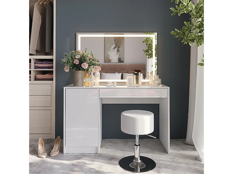 Schminktisch weiß/weiß hochglanz 119.8x50.1x76 sherry