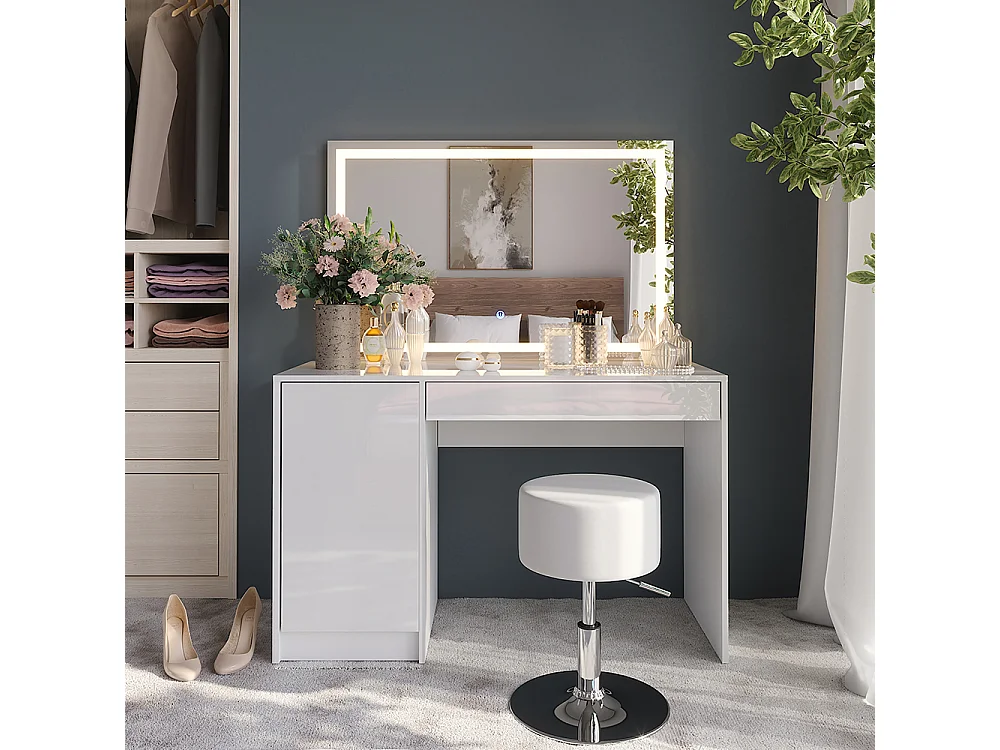 Tavolo da toeletta bianco/bianco lucido 119.8x50.1x76 sherry