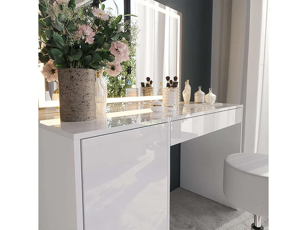 Tavolo da toeletta bianco/bianco lucido 119.8x50.1x76 sherry