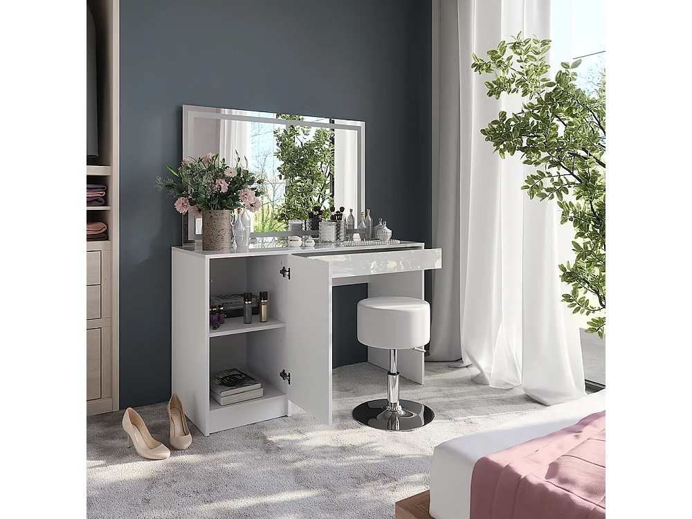 Tavolo da toeletta bianco/bianco lucido 119.8x50.1x76 sherry