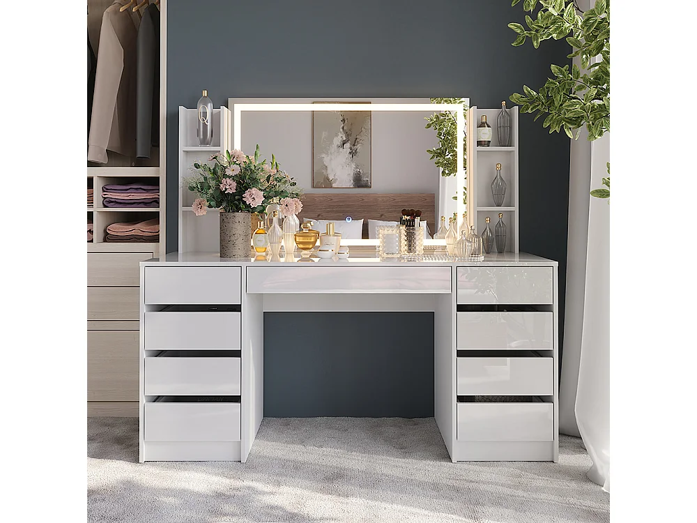 Tocador blanco/blanco alto brillo 158.2x50.1x76 sherry