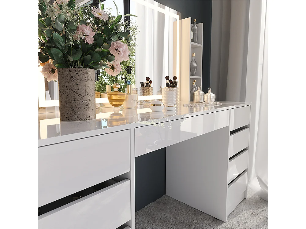 Tocador blanco/blanco alto brillo 158.2x50.1x76 sherry