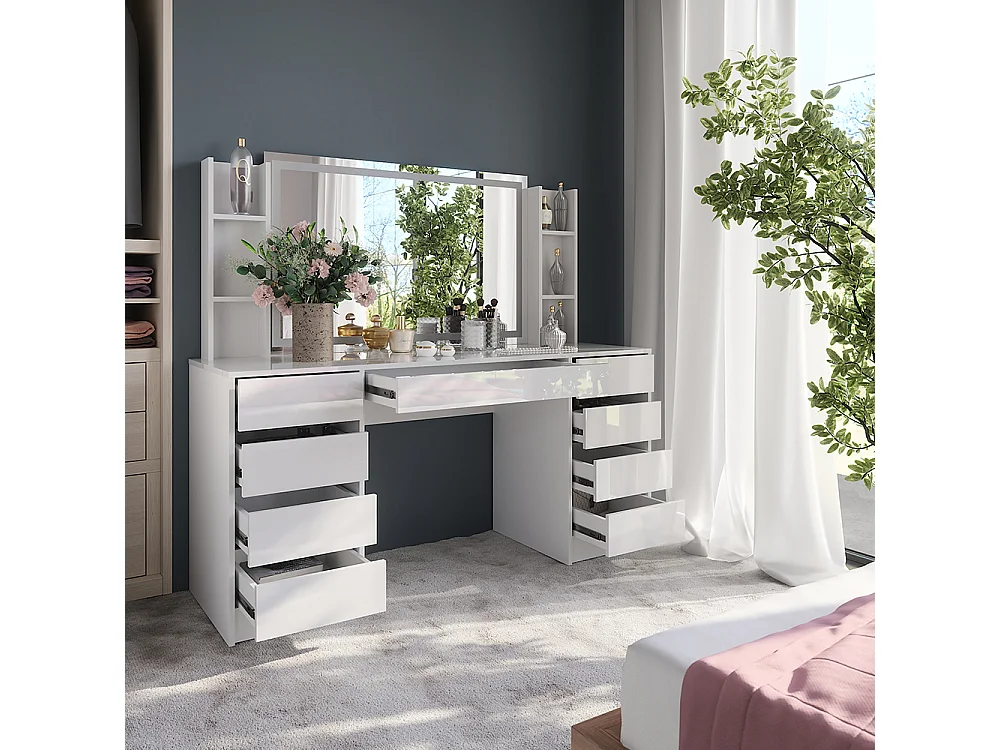 Tocador blanco/blanco alto brillo 158.2x50.1x76 sherry