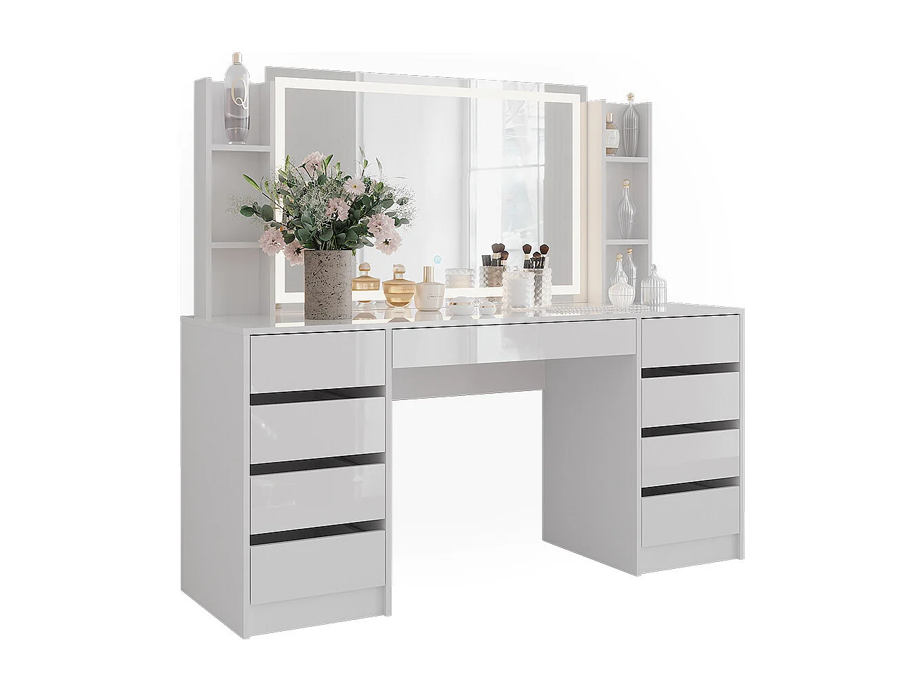 Tocador blanco/blanco alto brillo 158.2x50.1x76 sherry