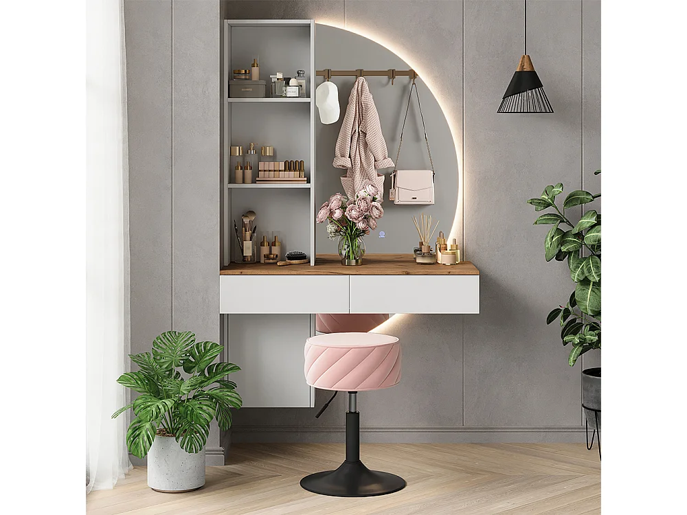 Tocador blanco/roble 100x40x155 melora