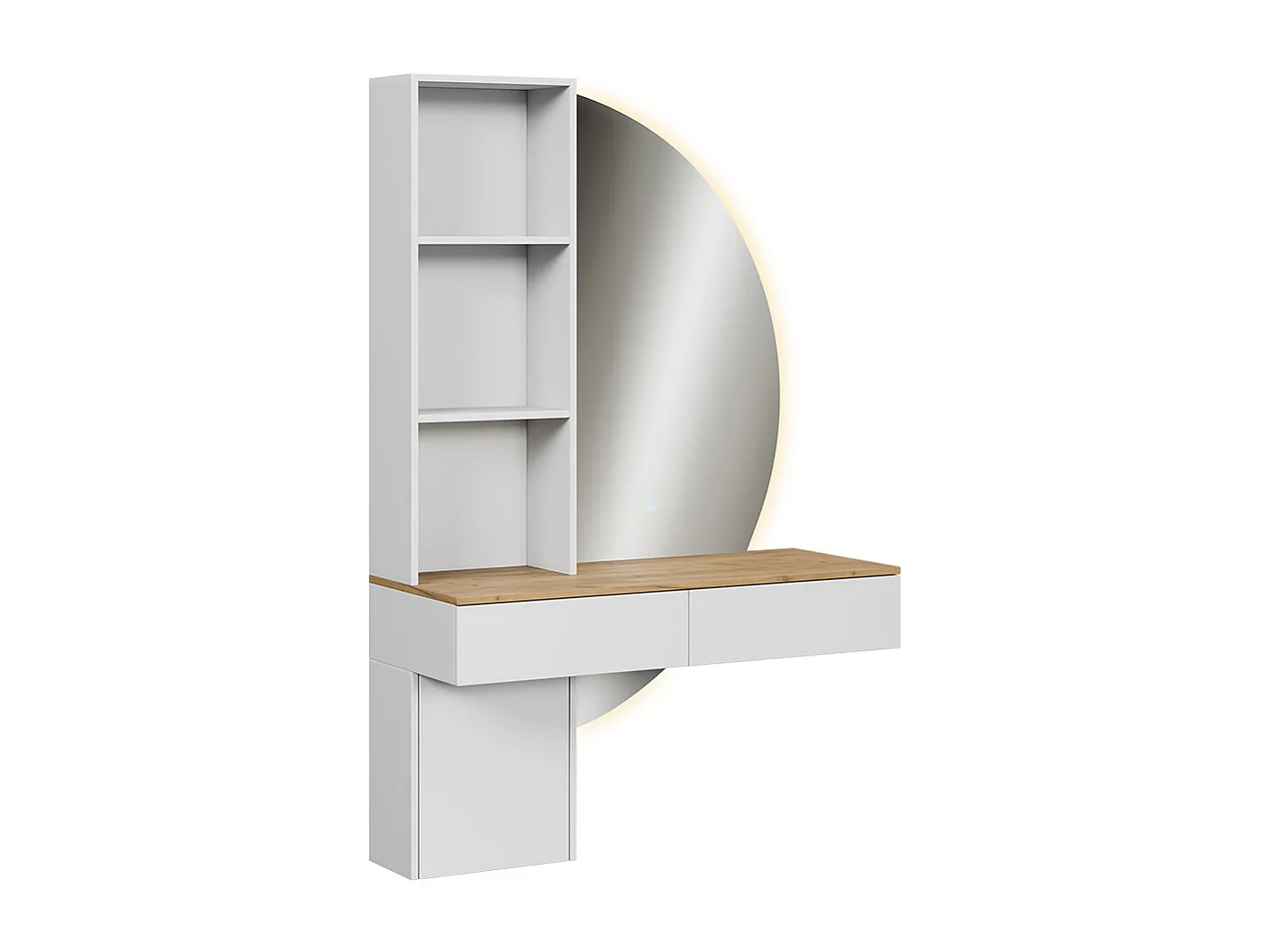 Tocador blanco/roble 100x40x155 melora