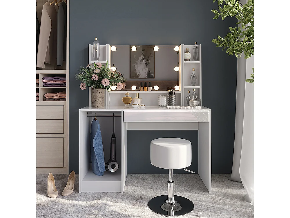 Coiffeuse blanc/blanc brillant 119.8x50.1x76 sherry