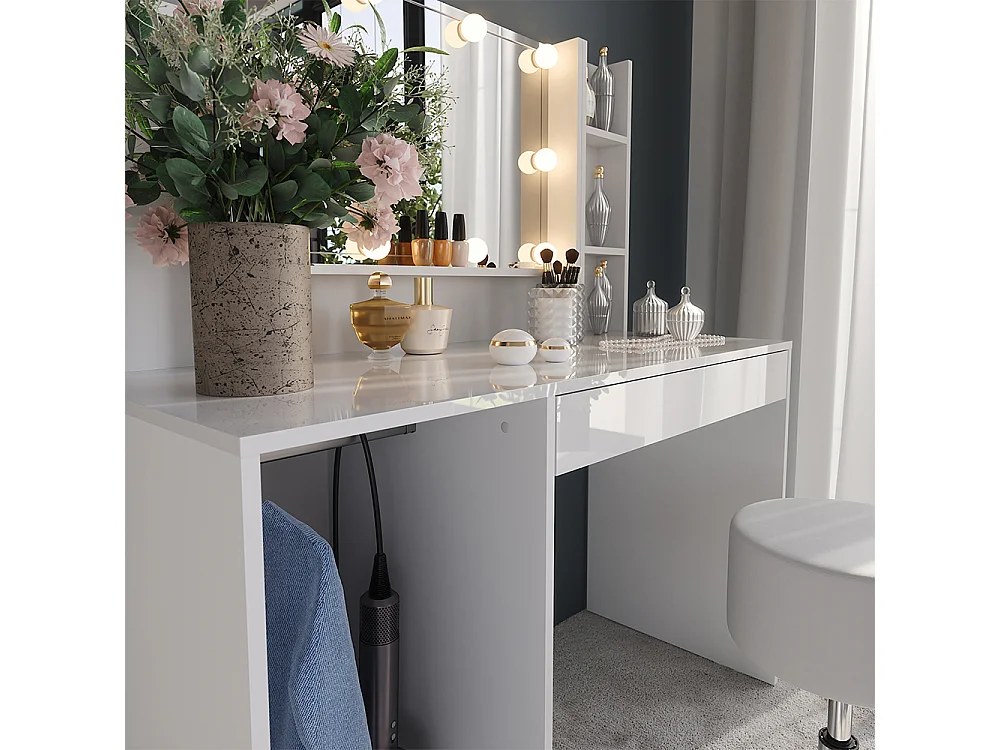 Coiffeuse blanc/blanc brillant 119.8x50.1x76 sherry