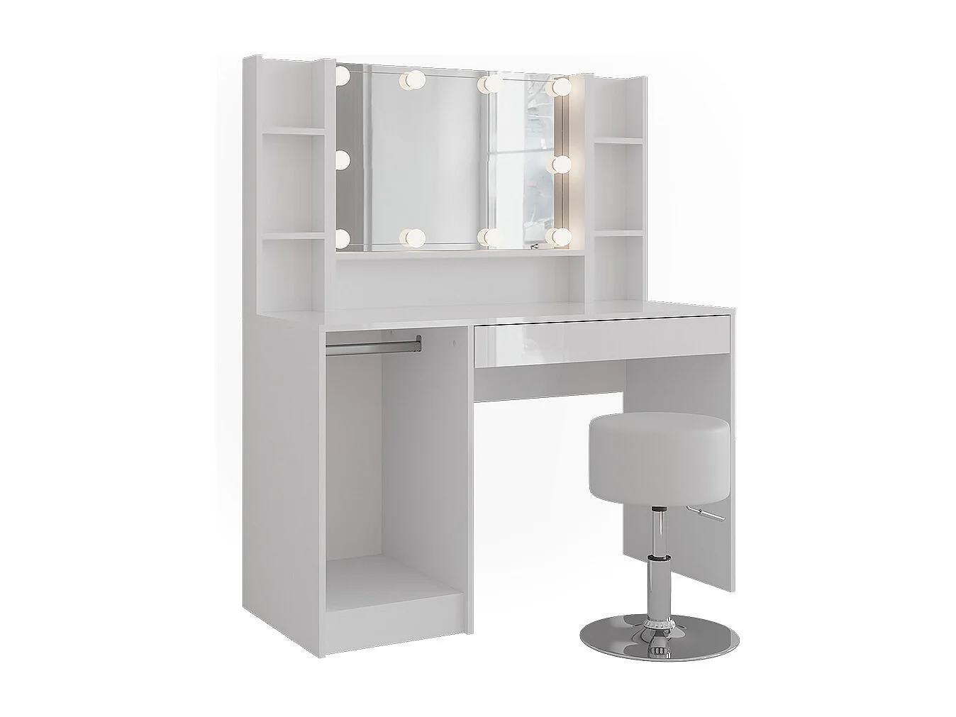 Kaptafel wit/wit hoogglans 119.8x50.1x76 sherry