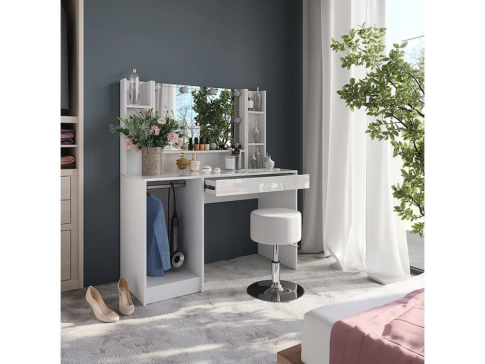 Kaptafel wit/wit hoogglans 119.8x50.1x76 sherry