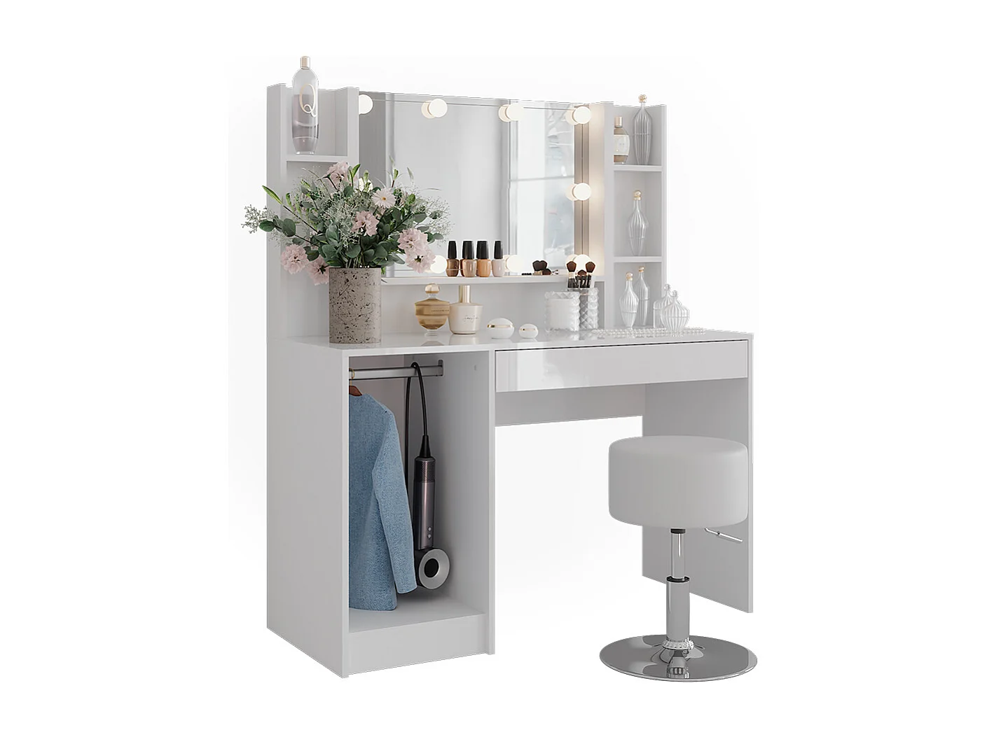 Kaptafel wit/wit hoogglans 119.8x50.1x76 sherry