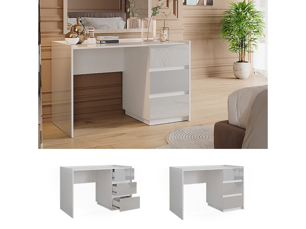 Tocador blanco alto brillo 120x60x78.6 marla