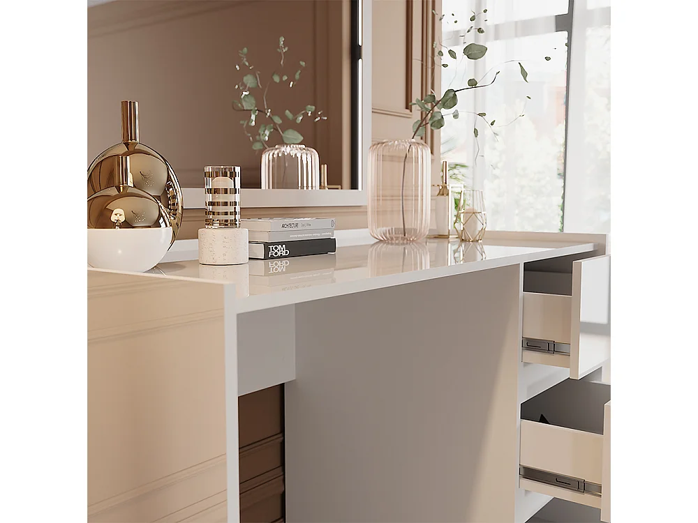 Tocador blanco alto brillo 120x60x78.6 marla