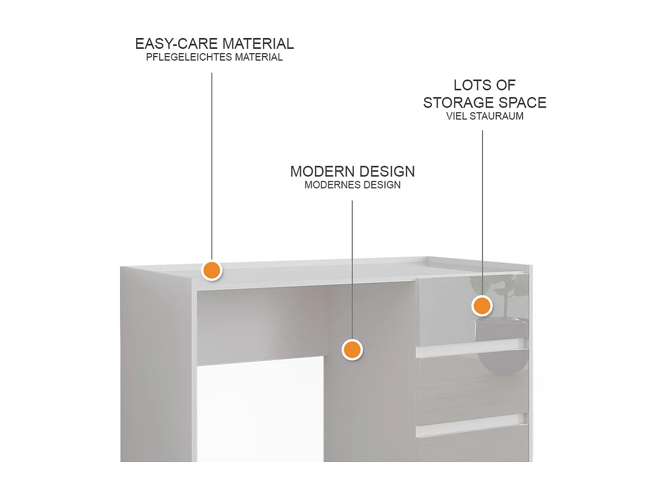 Coiffeuse blanc haute brillance 120x60x78.6 marla