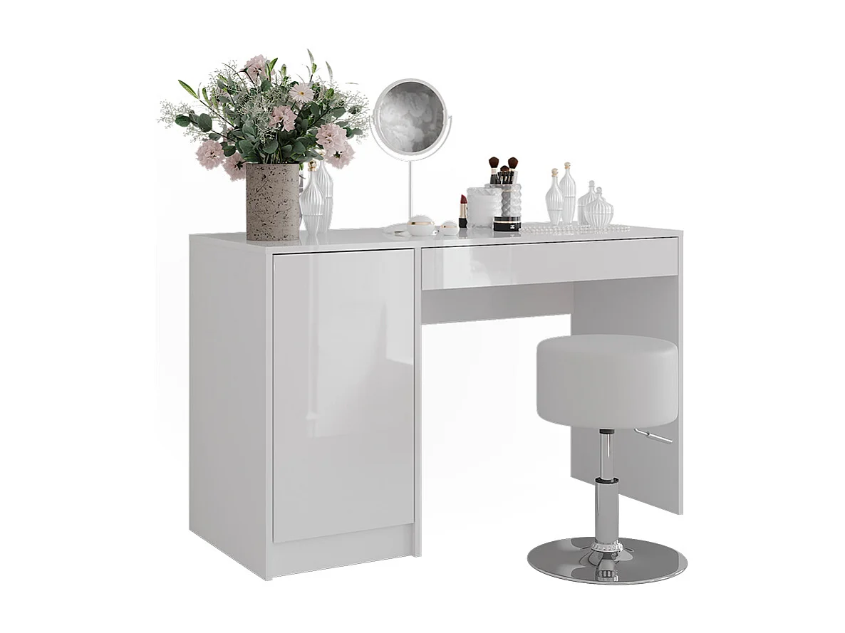 Schminktisch weiß/weiß hochglanz 119.8x50.1x76 sherry